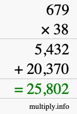 How to calculate 679 times 38 using long multiplication