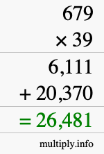 How to calculate 679 times 39 using long multiplication