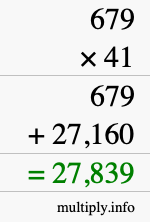 How to calculate 679 times 41 using long multiplication