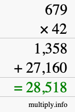 How to calculate 679 times 42 using long multiplication