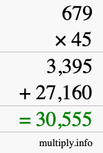 How to calculate 679 times 45 using long multiplication