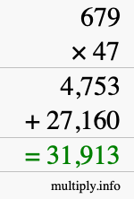 How to calculate 679 times 47 using long multiplication