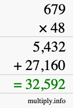How to calculate 679 times 48 using long multiplication