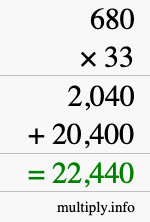 How to calculate 680 times 33 using long multiplication