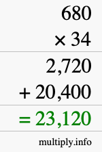 How to calculate 680 times 34 using long multiplication How to calculate 680 times 34 using long multiplication