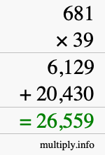 How to calculate 681 times 39 using long multiplication