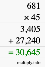 How to calculate 681 times 45 using long multiplication