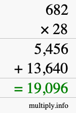 How to calculate 682 times 28 using long multiplication