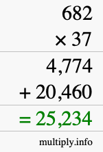 How to calculate 682 times 37 using long multiplication