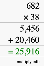 How to calculate 682 times 38 using long multiplication