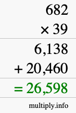How to calculate 682 times 39 using long multiplication