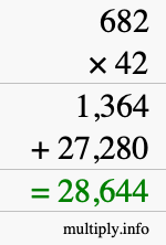 How to calculate 682 times 42 using long multiplication