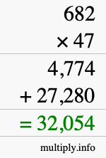 How to calculate 682 times 47 using long multiplication