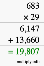How to calculate 683 times 29 using long multiplication