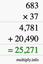 How to calculate 683 times 37 using long multiplication
