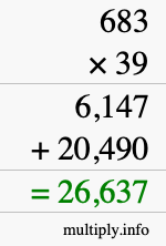 How to calculate 683 times 39 using long multiplication