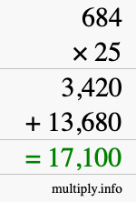 How to calculate 684 times 25 using long multiplication How to calculate 684 times 25 using long multiplication