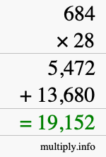 How to calculate 684 times 28 using long multiplication How to calculate 684 times 28 using long multiplication