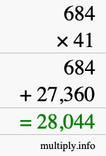 How to calculate 684 times 41 using long multiplication