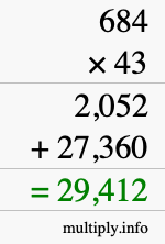 How to calculate 684 times 43 using long multiplication