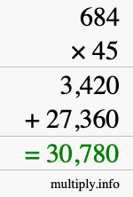 How to calculate 684 times 45 using long multiplication