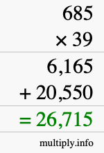 How to calculate 685 times 39 using long multiplication