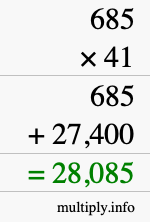 How to calculate 685 times 41 using long multiplication
