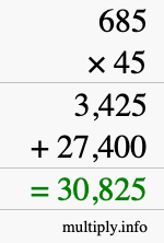 How to calculate 685 times 45 using long multiplication How to calculate 685 times 45 using long multiplication