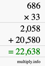 How to calculate 686 times 33 using long multiplication