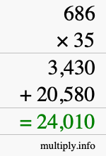 How to calculate 686 times 35 using long multiplication How to calculate 686 times 35 using long multiplication