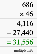How to calculate 686 times 46 using long multiplication How to calculate 686 times 46 using long multiplication