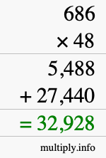 How to calculate 686 times 48 using long multiplication How to calculate 686 times 48 using long multiplication