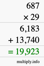 How to calculate 687 times 29 using long multiplication