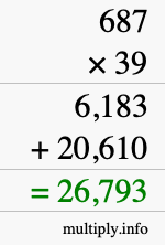 How to calculate 687 times 39 using long multiplication