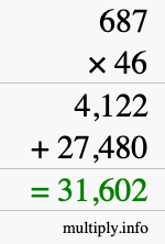How to calculate 687 times 46 using long multiplication How to calculate 687 times 46 using long multiplication