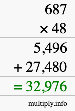 How to calculate 687 times 48 using long multiplication How to calculate 687 times 48 using long multiplication