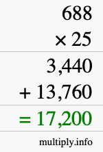 How to calculate 688 times 25 using long multiplication How to calculate 688 times 25 using long multiplication