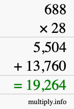 How to calculate 688 times 28 using long multiplication How to calculate 688 times 28 using long multiplication