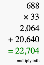 How to calculate 688 times 33 using long multiplication