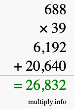 How to calculate 688 times 39 using long multiplication
