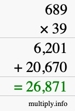 How to calculate 689 times 39 using long multiplication
