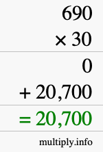 How to calculate 690 times 30 using long multiplication How to calculate 690 times 30 using long multiplication