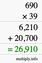 How to calculate 690 times 39 using long multiplication