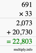 How to calculate 691 times 33 using long multiplication