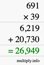 How to calculate 691 times 39 using long multiplication