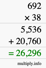 How to calculate 692 times 38 using long multiplication