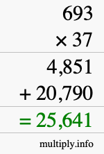 How to calculate 693 times 37 using long multiplication
