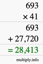 How to calculate 693 times 41 using long multiplication
