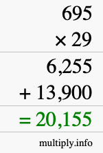 How to calculate 695 times 29 using long multiplication