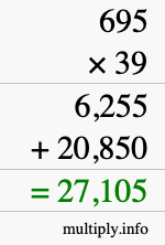 How to calculate 695 times 39 using long multiplication